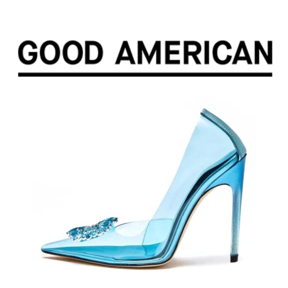 🆕️ GOOD AMERICAN - CINDER-F*CKING-RELLA PUMP - SIZE 9.5 - Blue
